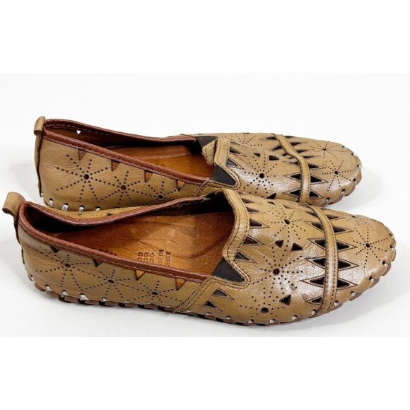 Spring Step Sz 38 7.5 Fusaro Geo Perforated Leather Flexible Loafer Moccasin EUC - Picture 2 of 4